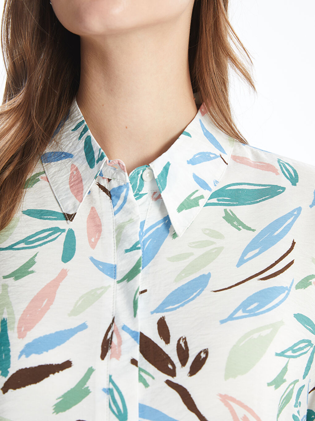 Blouse à Col de Chemise à Motifs pour Femmes-2