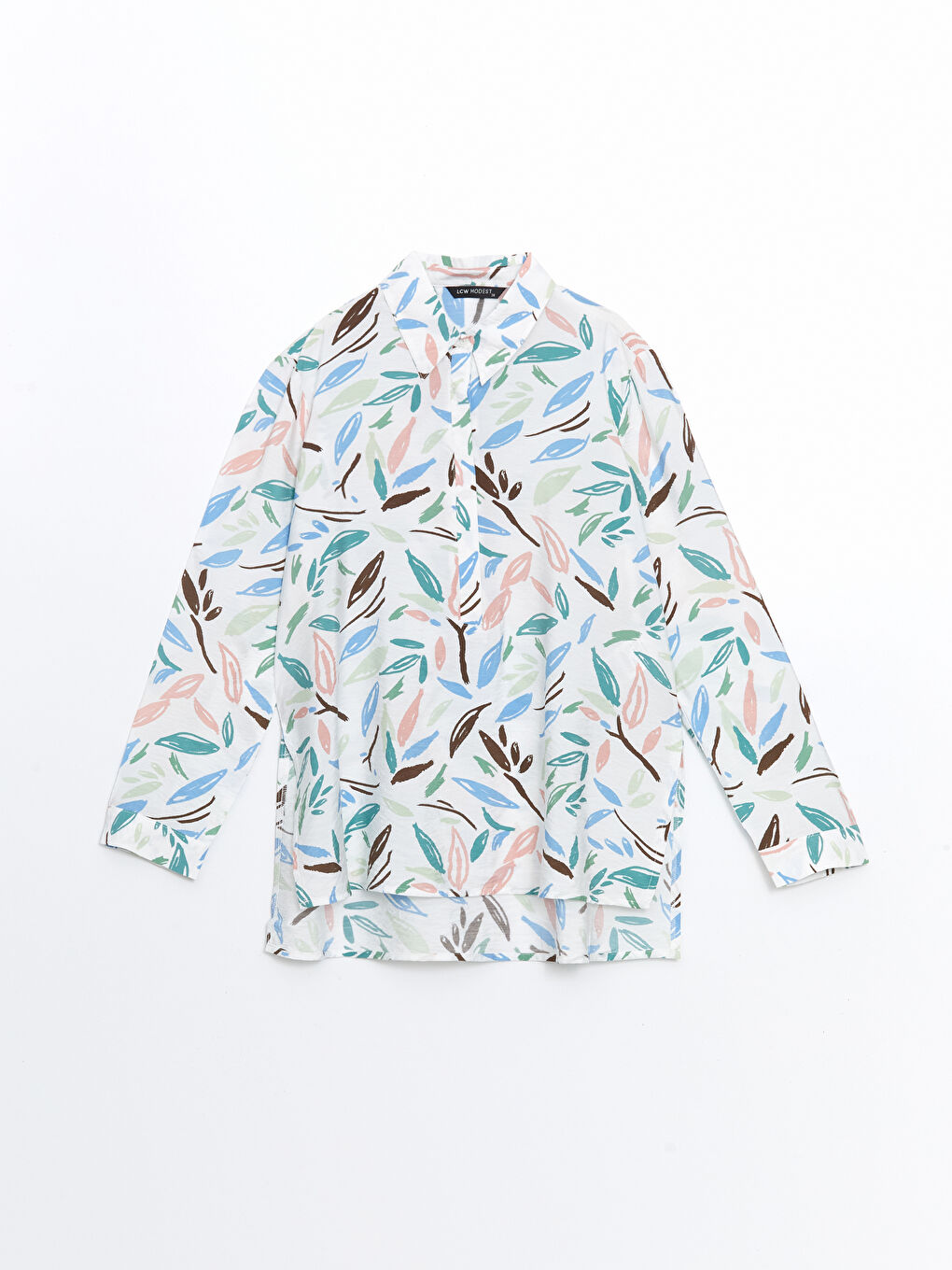Blouse à Col de Chemise à Motifs pour Femmes-4