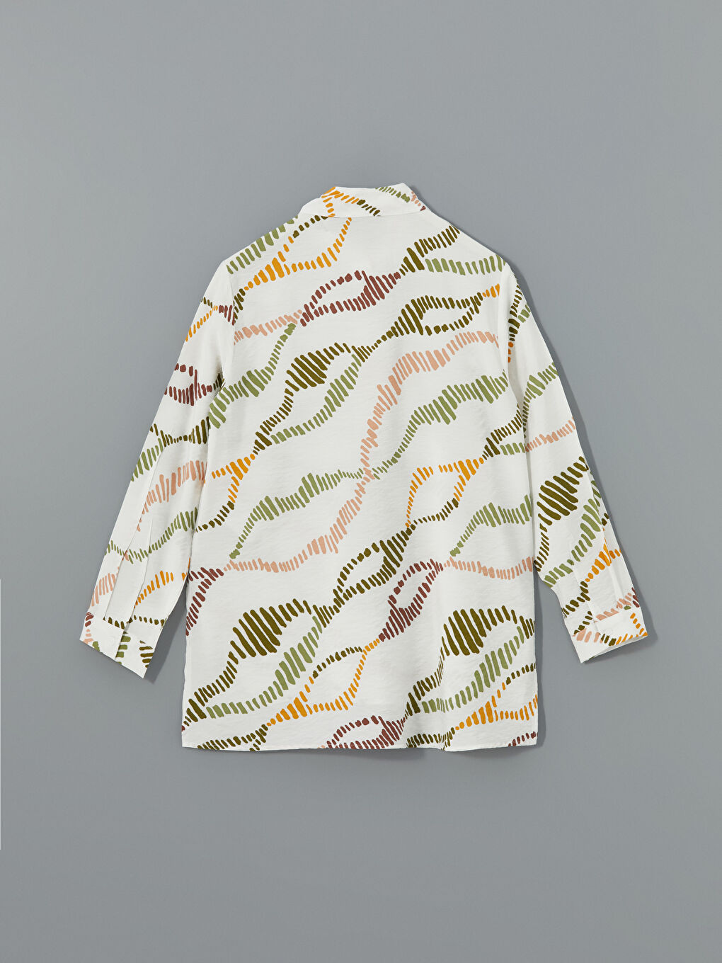 Collared Neck Patterned Women's Blouse-5