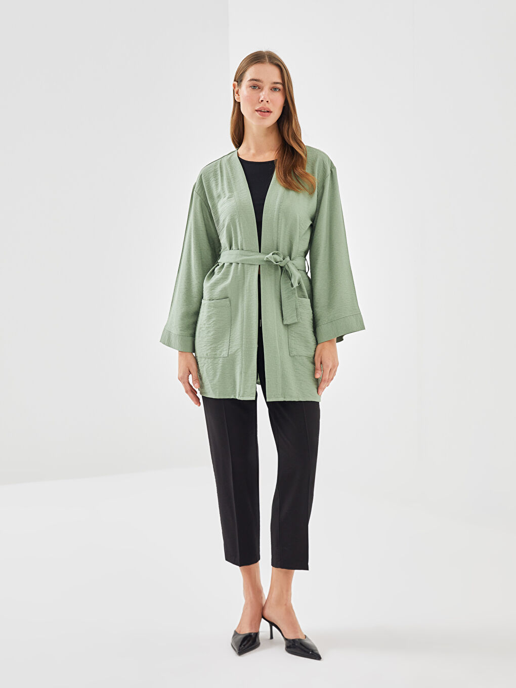 Kimono Oversize à Col Châle pour Femmes-1