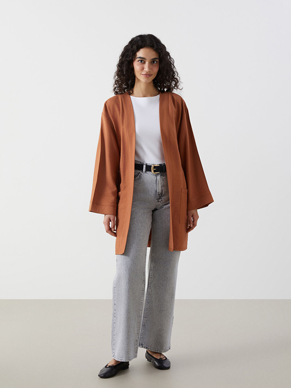 Kimono Oversize à Col Châle pour Femmes-1