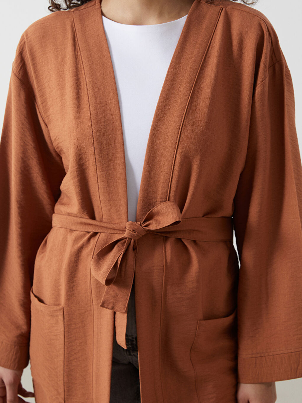 Kimono Oversize à Col Châle pour Femmes-2
