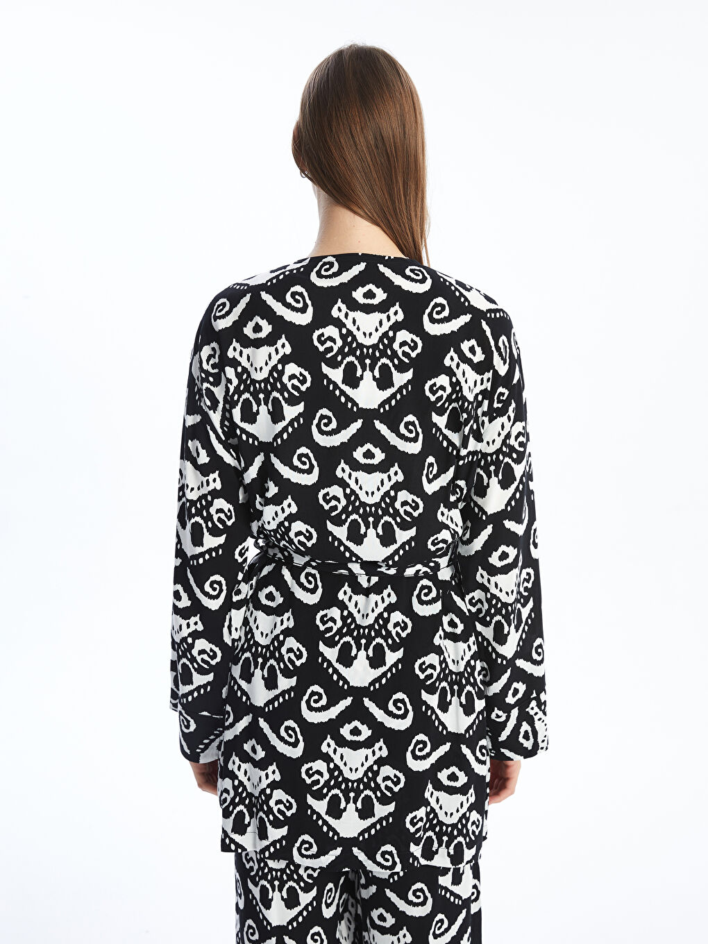 LCW Modest Şal Yaka Desenli Oversize Kadın Kimono -S54712Z8-LQJ