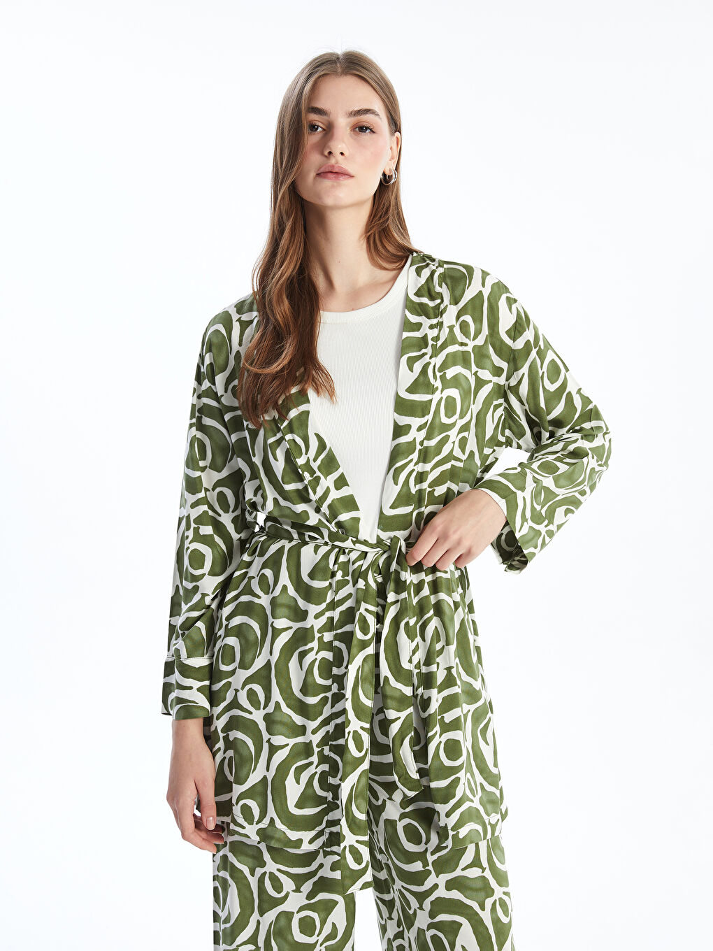 Kimono Oversize à Motifs pour Femmes avec Col Châle