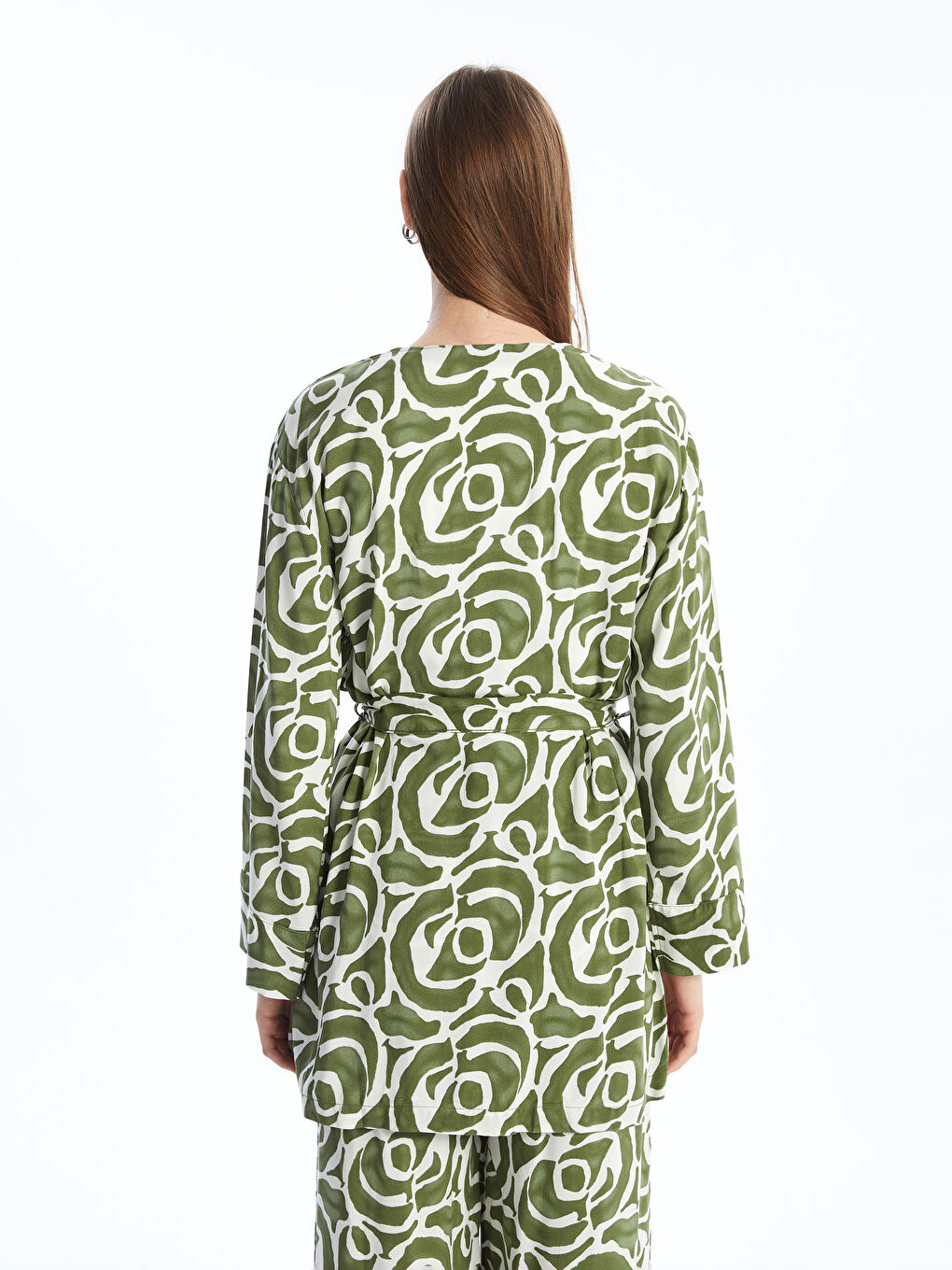 Kimono Oversize à Motifs pour Femmes avec Col Châle-3