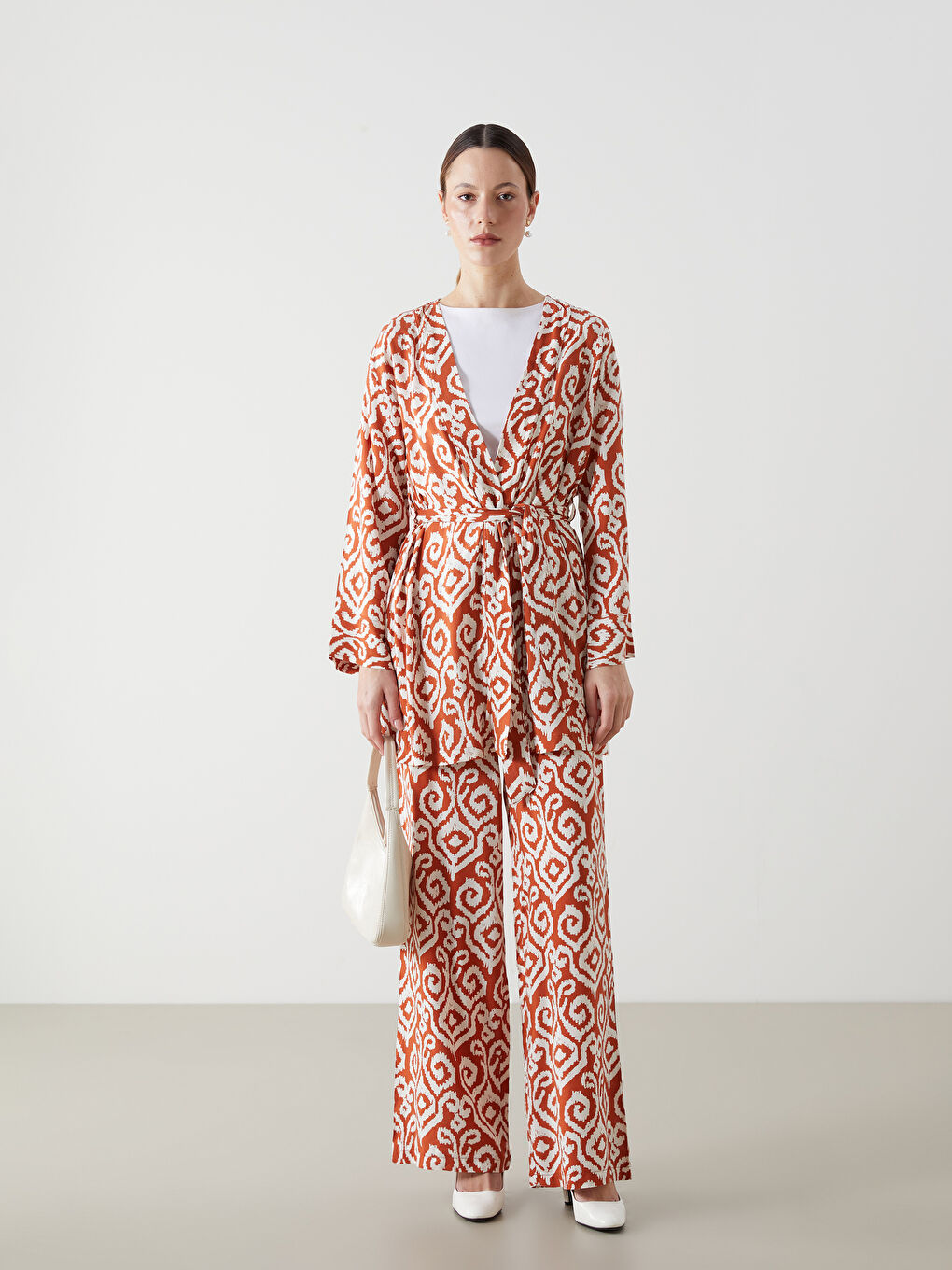Kimono Oversize à Motifs pour Femmes avec Col Châle-1