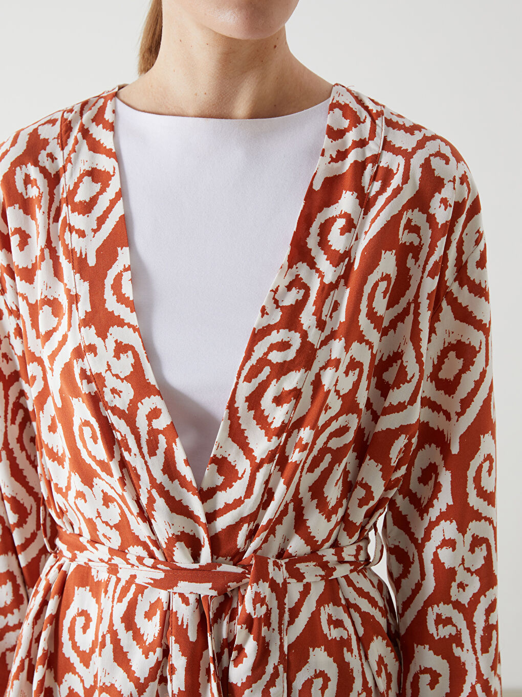 Kimono Oversize à Motifs pour Femmes avec Col Châle-2