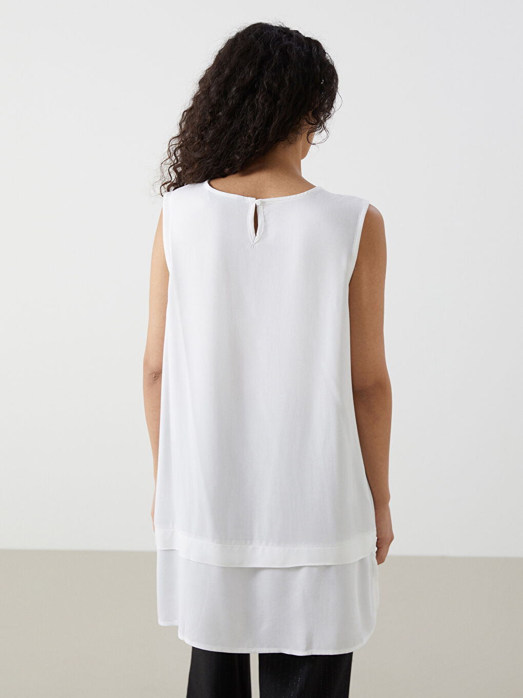 Crew Neck Plain Layered Women's Tunic-3