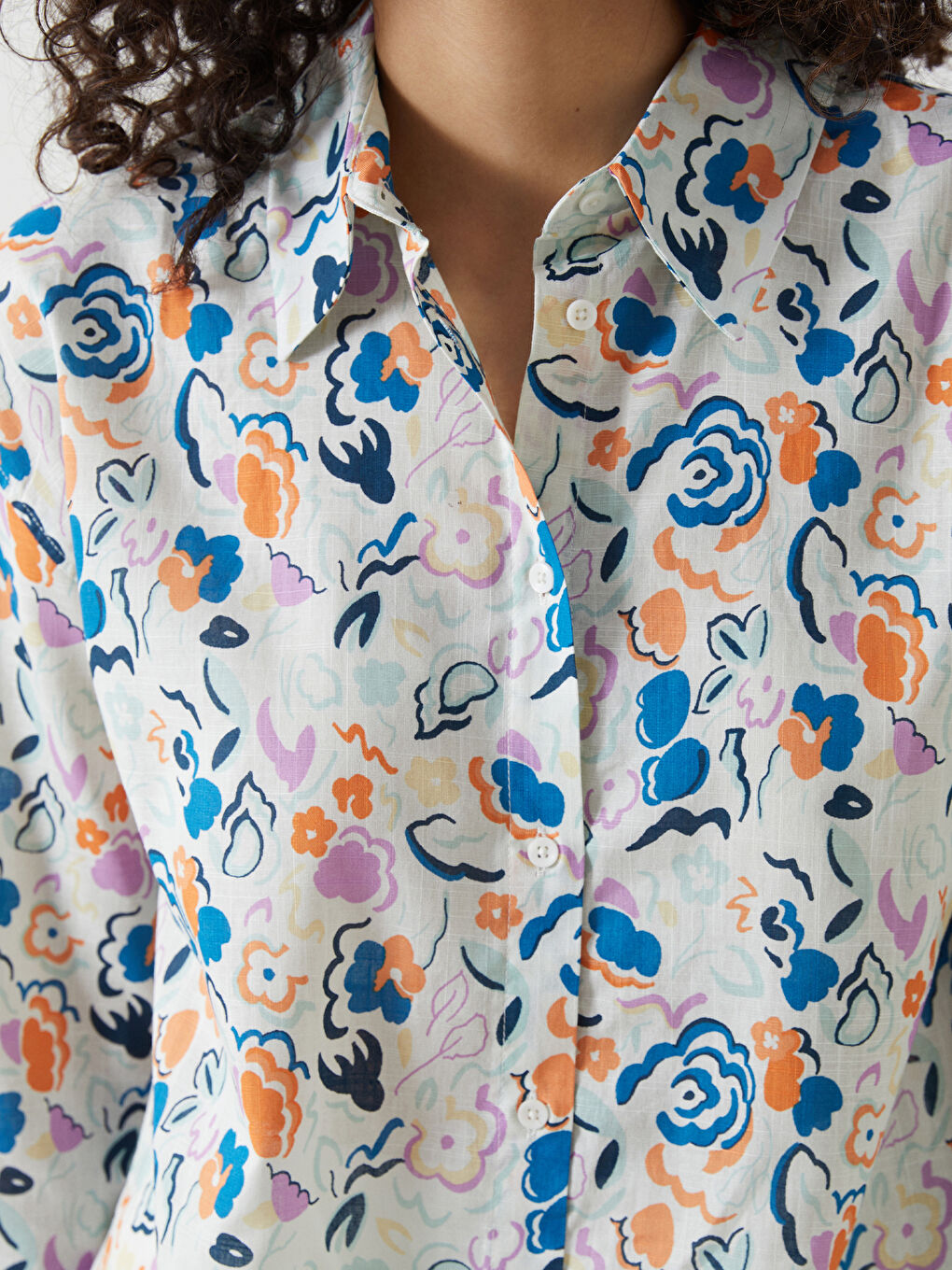 LCW Modest Çiçekli Oversize Poplin Kadın Gömlek Tunik -S54715Z8-F9C