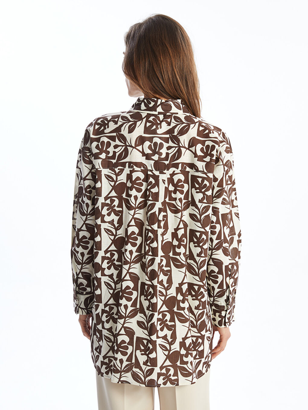 Tunique en chemise surdimensionnée en popeline florale pour femmes-3