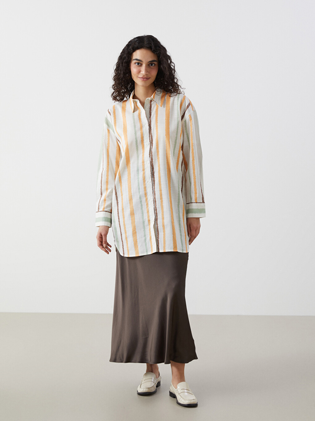 Striped Oversize Poplin Women's Shirt Tunic-1