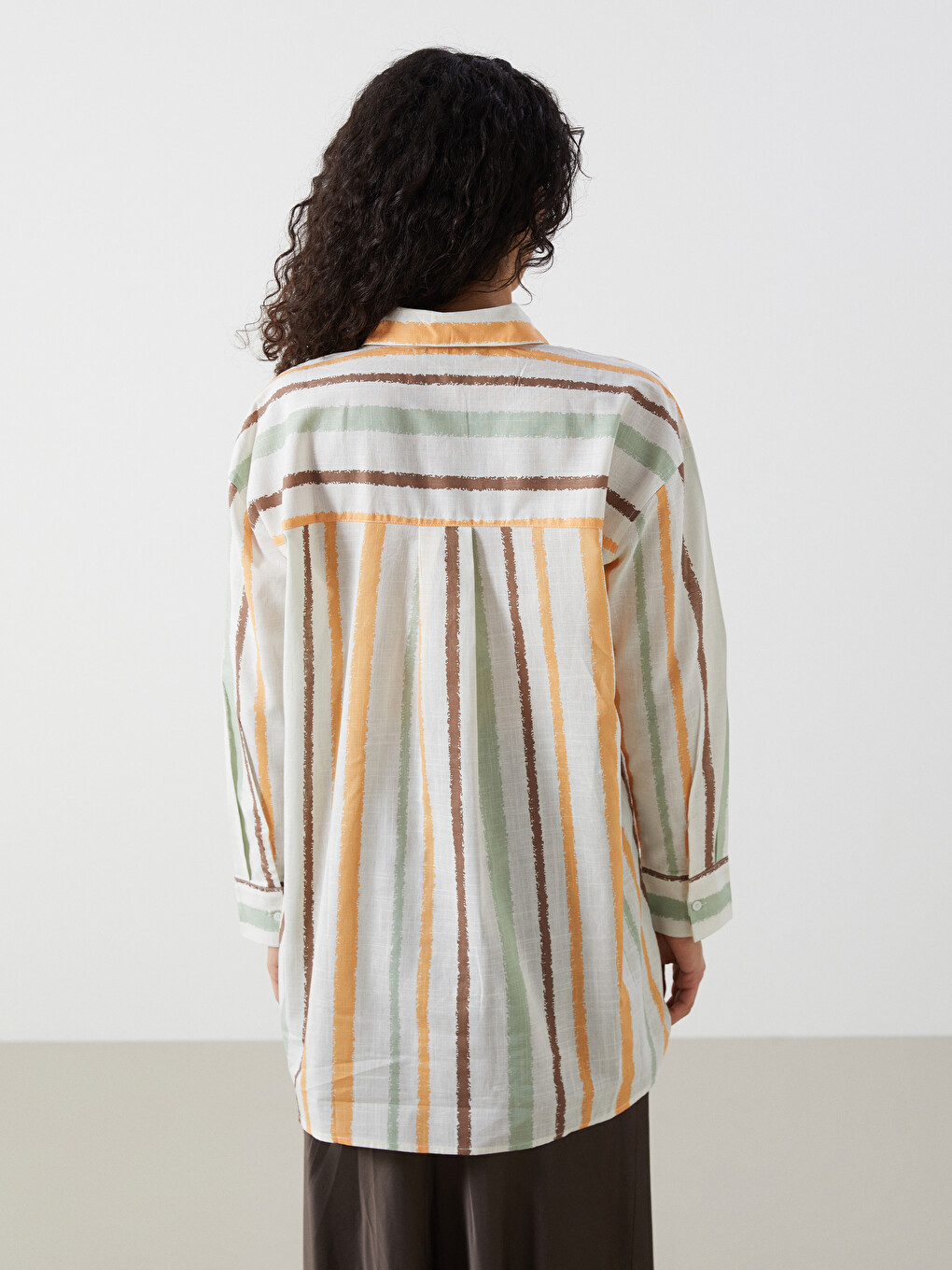 Striped Oversize Poplin Women's Shirt Tunic-3