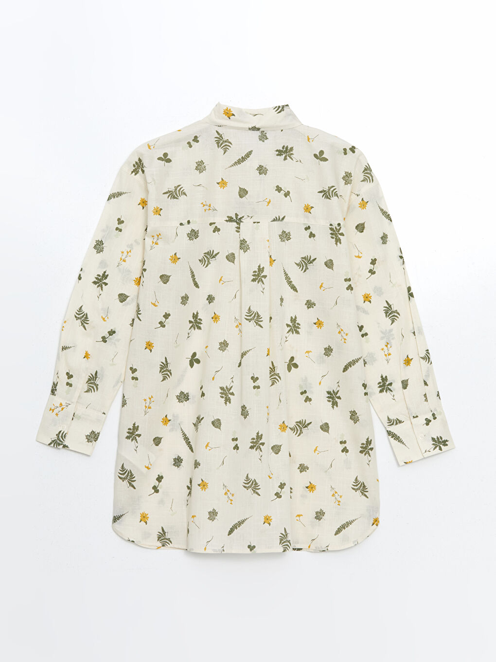 قميص تونيك بوبلين مُزهر أوفراسايز للسيدات-5