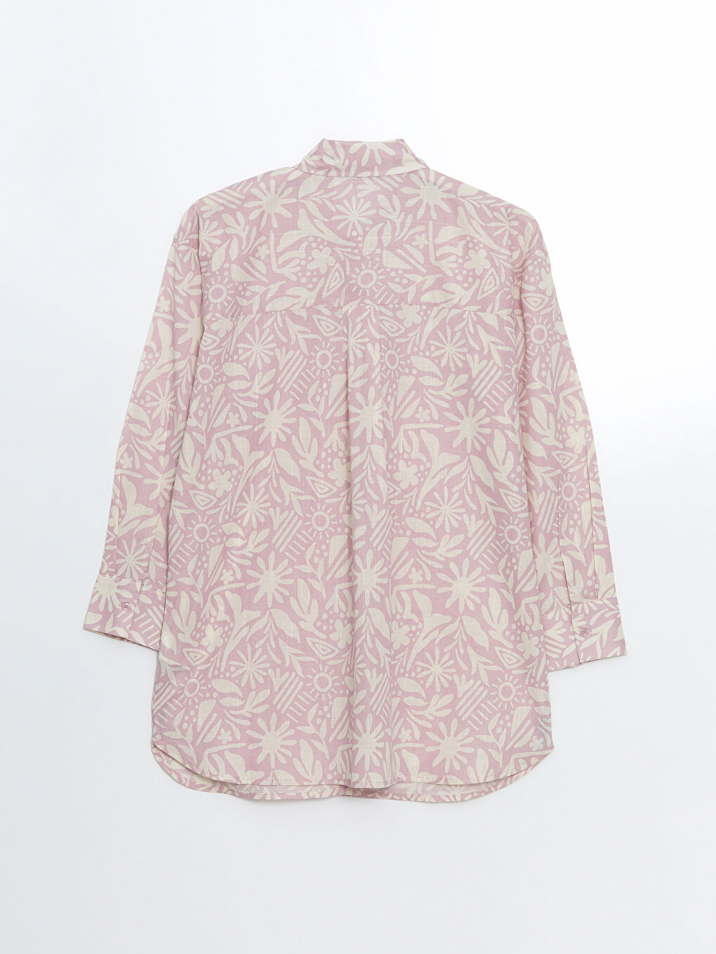 قميص تونيك بوبلين مُزهر أوفراسايز للسيدات-5