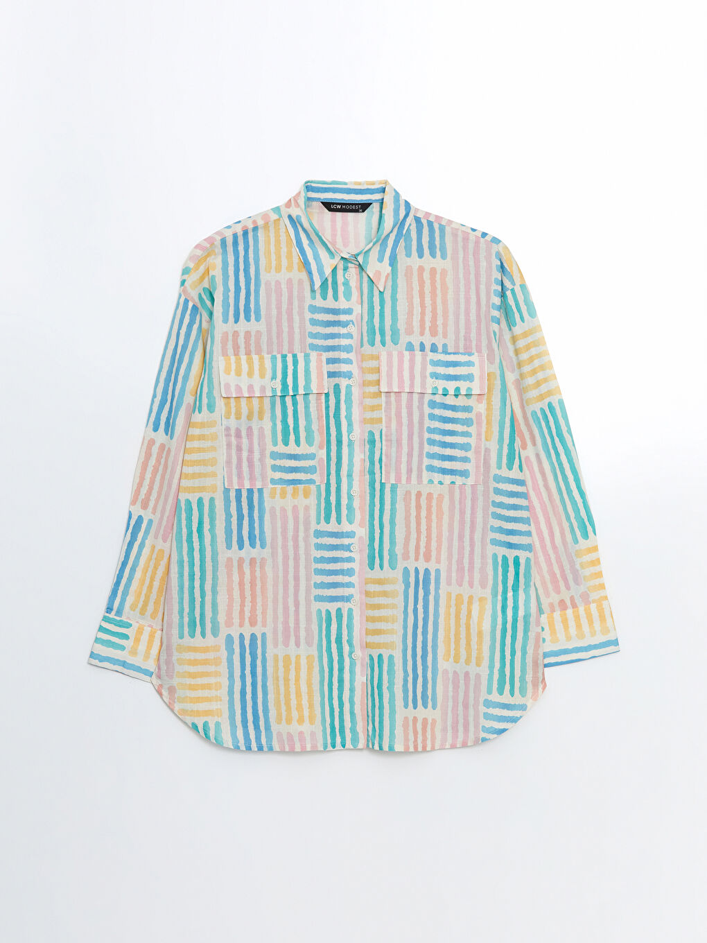 قميص تونيك للسيدات أوفراسايز منقوش-4