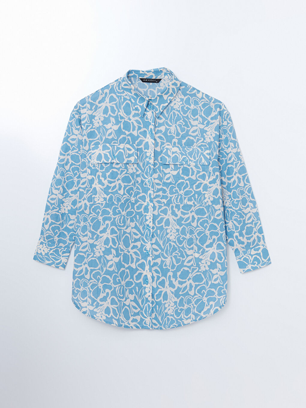 قميص تونيك للسيدات أوفراسايز منقوش-4