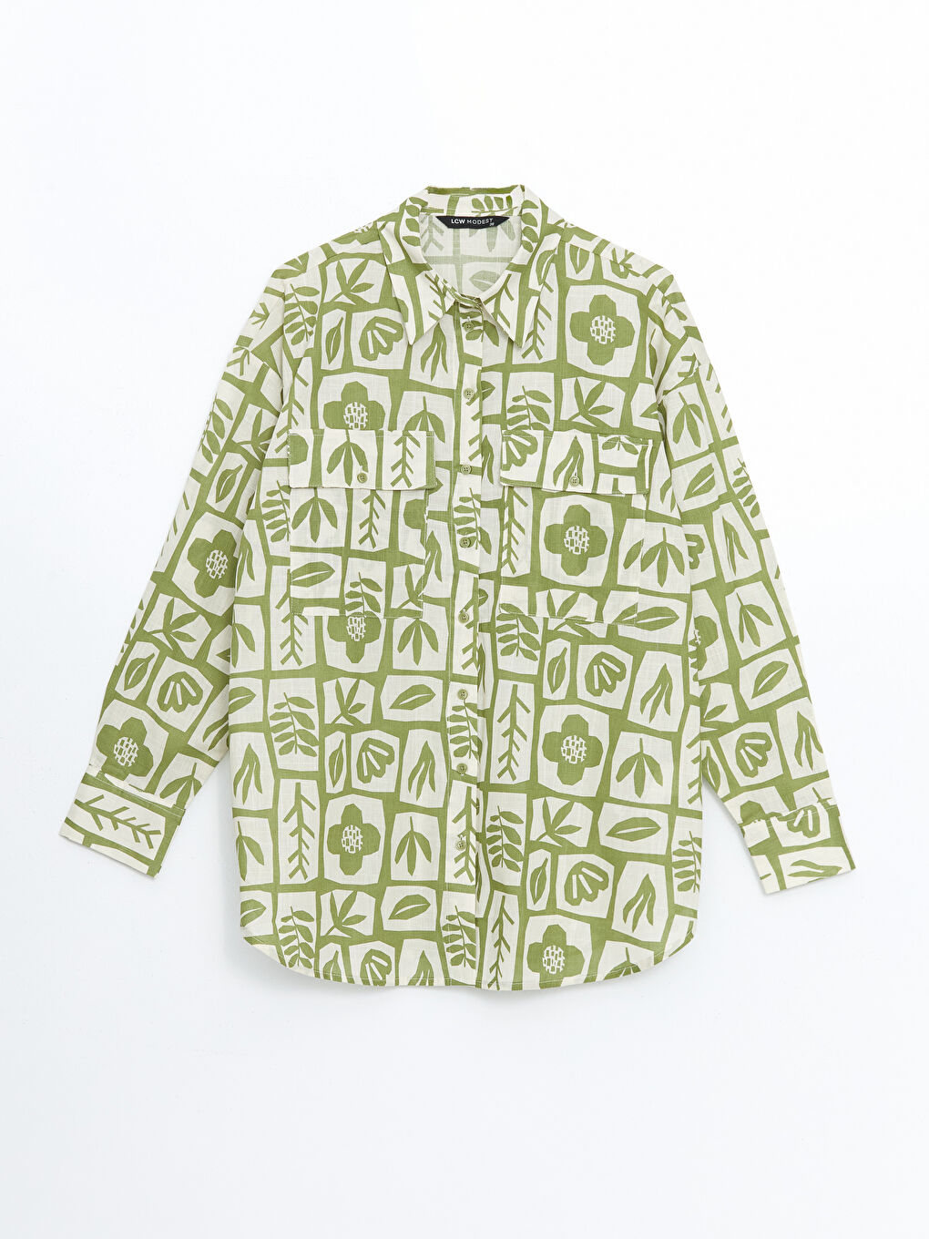 LCW Modest Gemusterte Oversize Damen Hemd-Tunika -S54716Z8-LRR