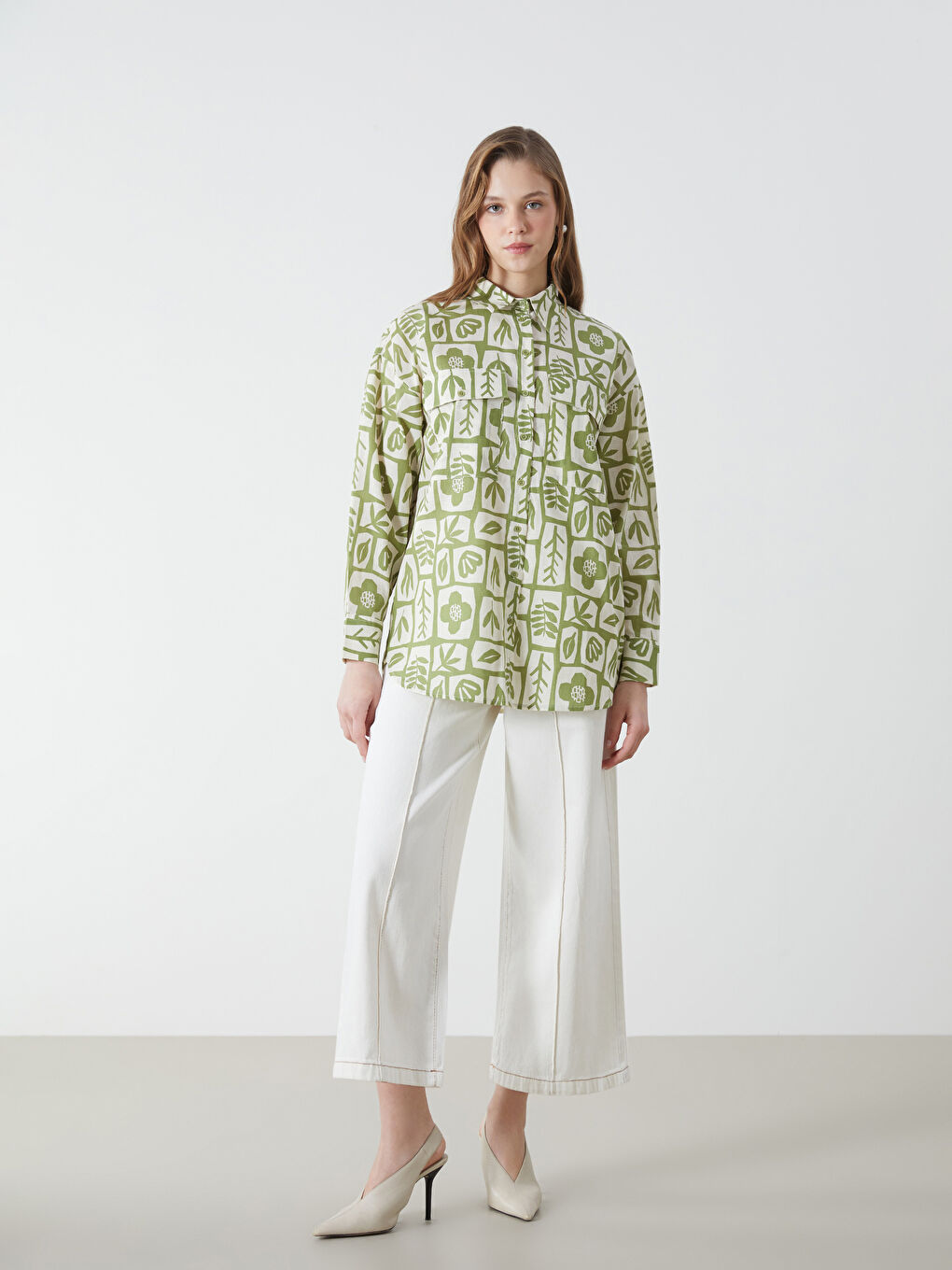 LCW Modest Gemusterte Oversize Damen Hemd-Tunika -S54716Z8-LRR