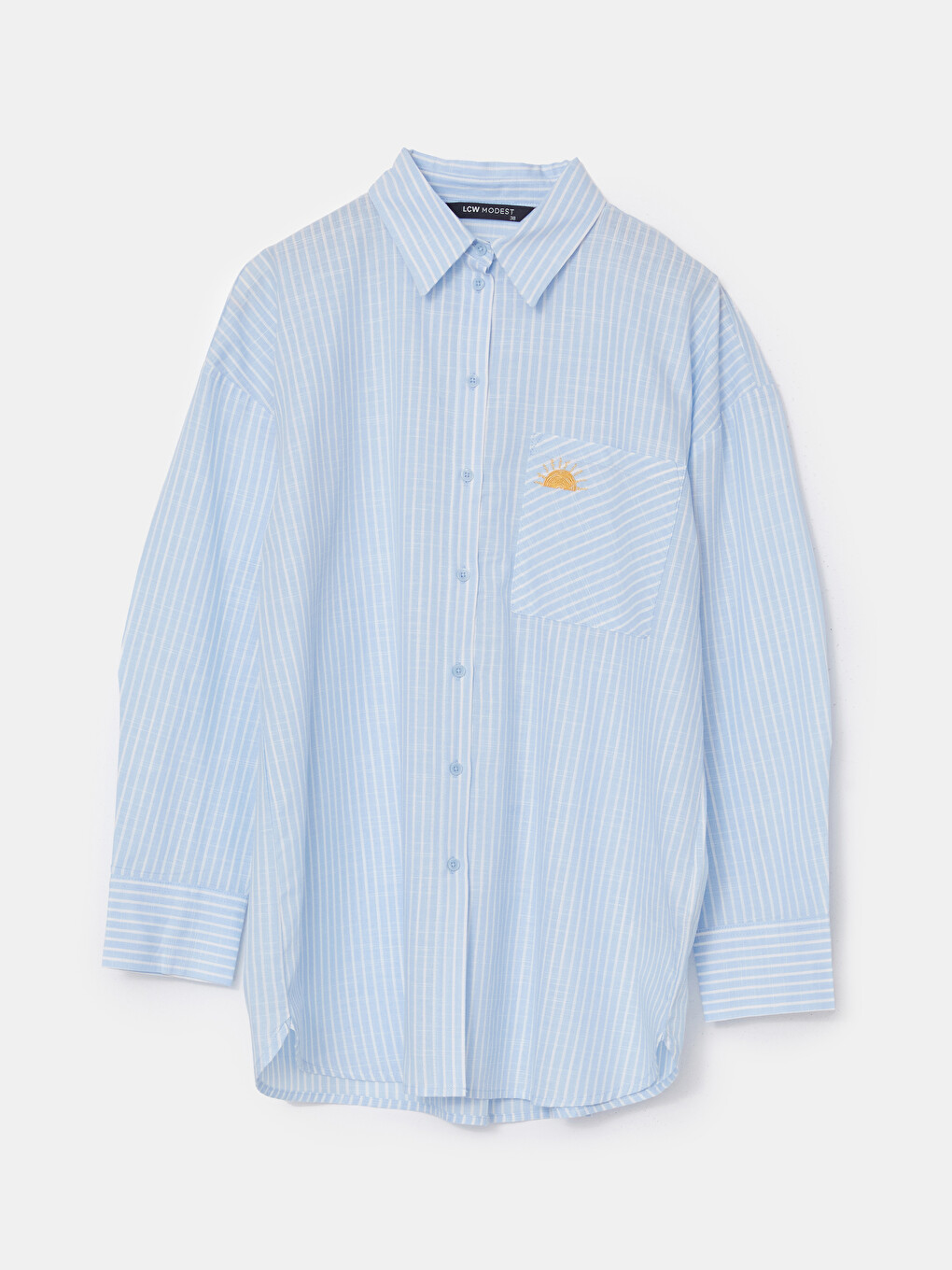 Çizgili Oversize Poplin Kadın Gömlek Tunik-4