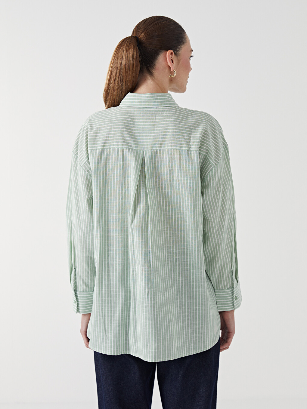 Striped Floral Embroidered Women's Shirt Tunic-3