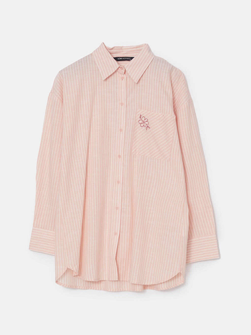 Striped Floral Embroidered Women's Shirt Tunic-4