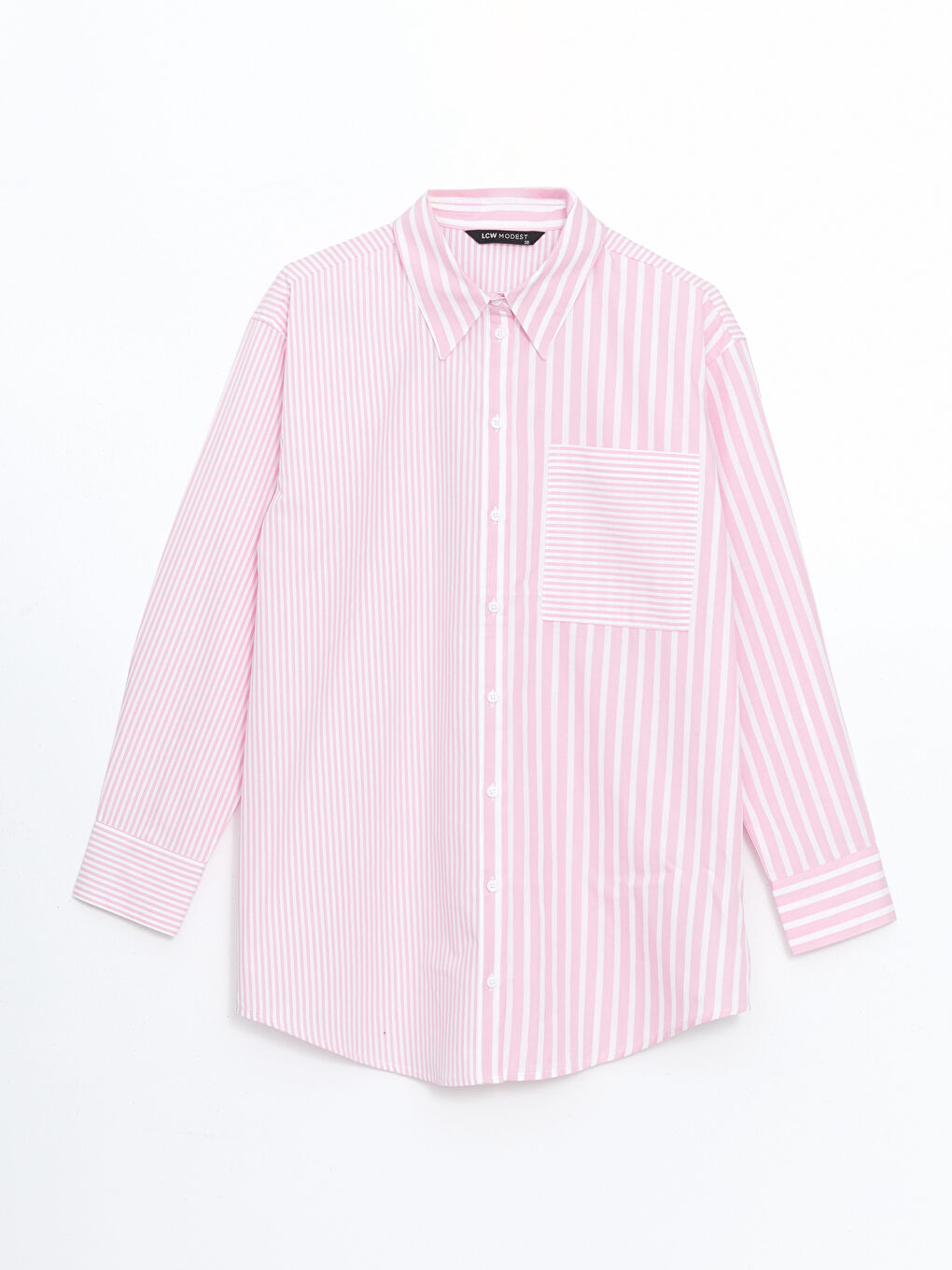 LCW Modest Striped Women's Shirt Tunic -S54719Z8-LHK