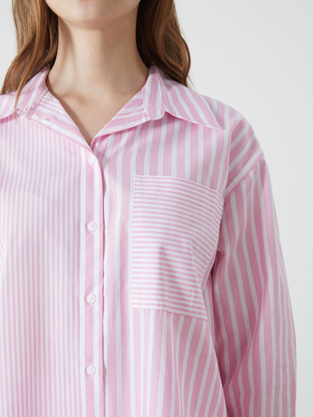 LCW Modest Striped Women's Shirt Tunic -S54719Z8-LHK