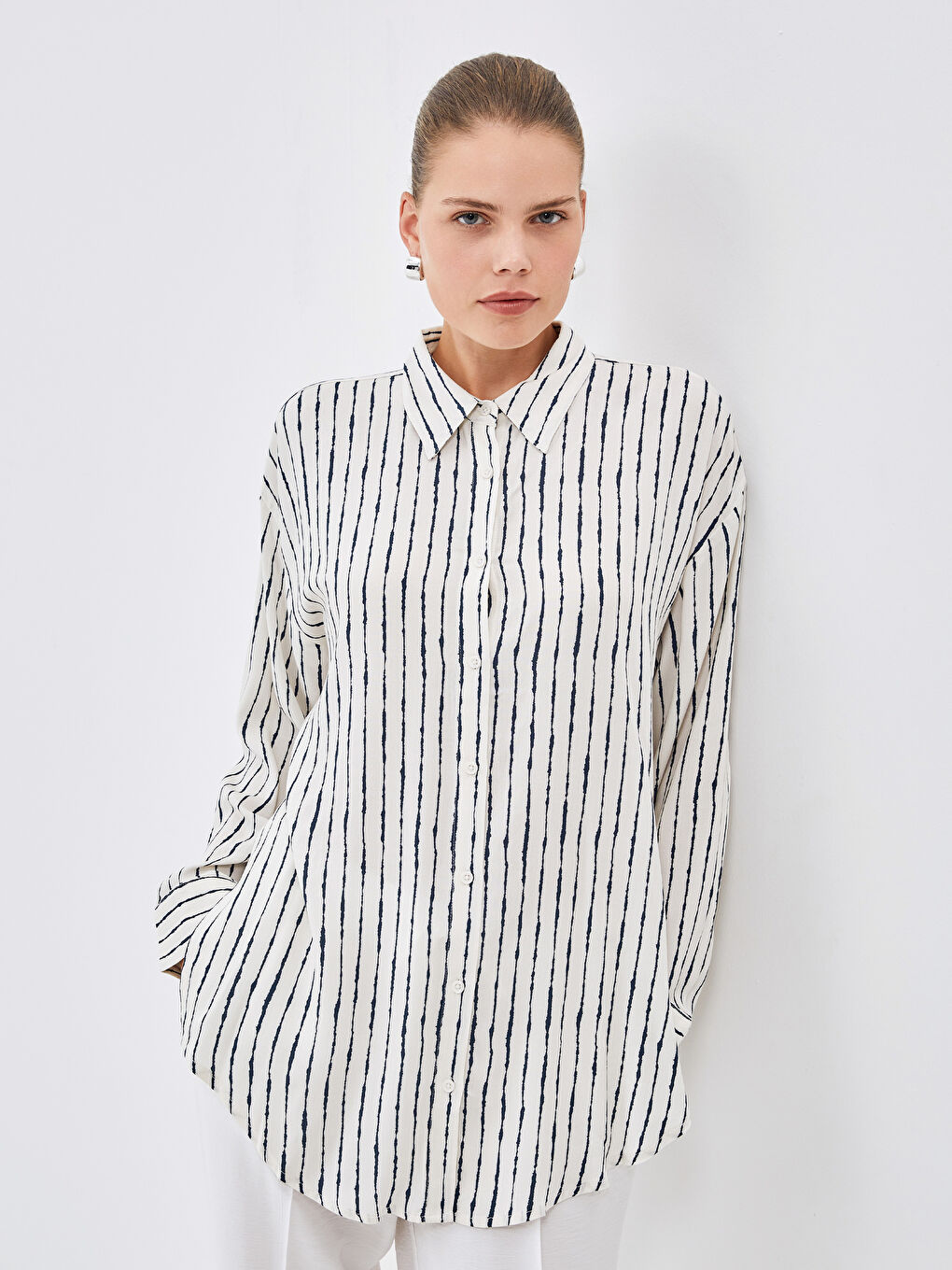 Striped Oversize Women's Shirt Tunic