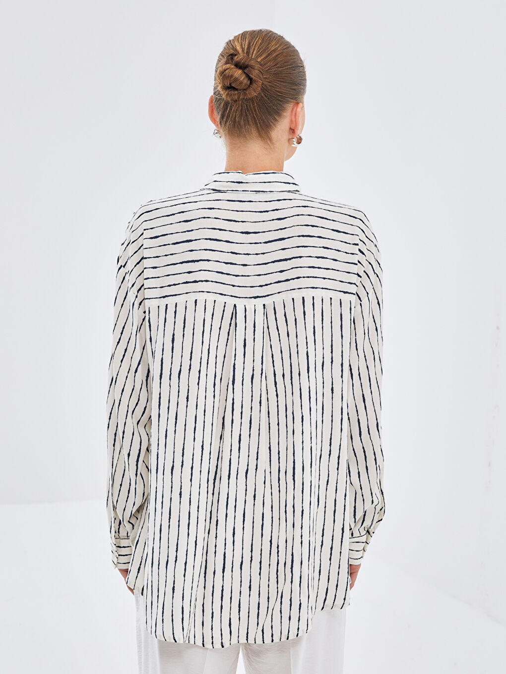 Striped Oversize Women's Shirt Tunic-3