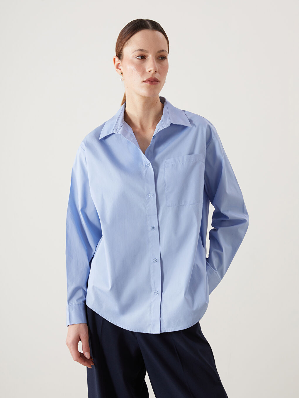 Tunique Chemise Oversize en Popeline pour Femmes