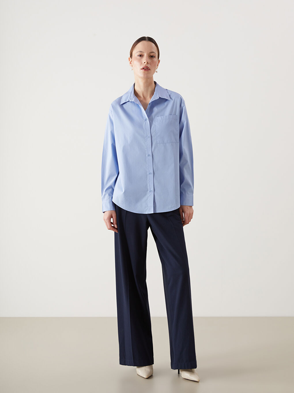 Tunique Chemise Oversize en Popeline pour Femmes-1