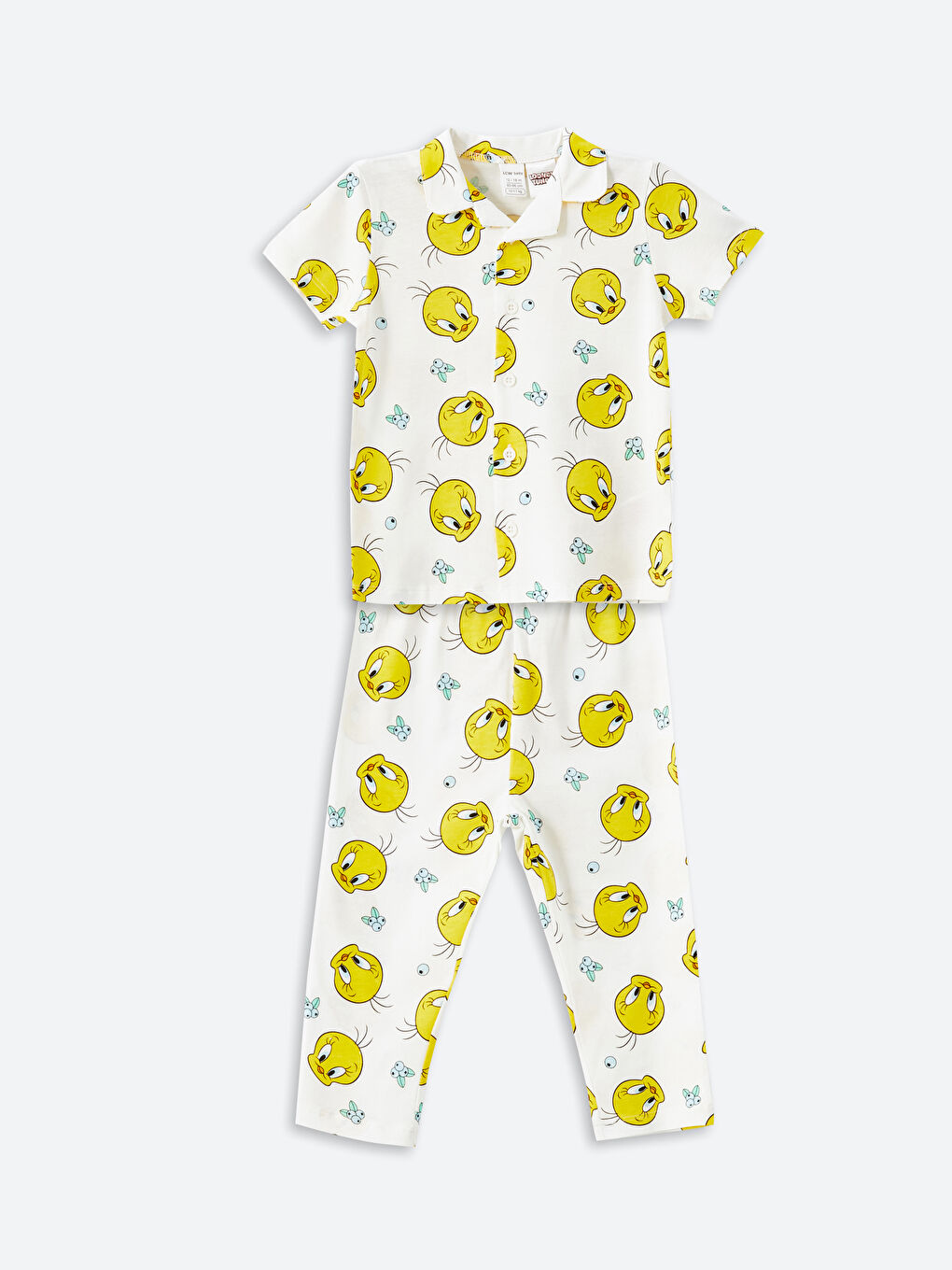 Polo Collar Tweety Printed Baby Girl Pajama Set -S54742Z1-LRA