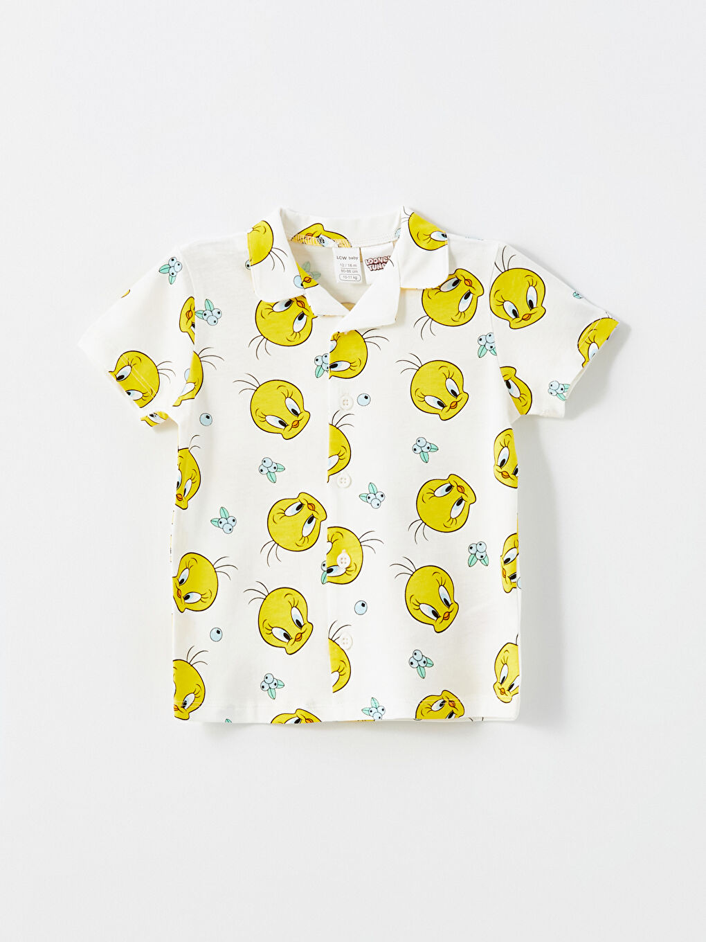 Polo Collar Tweety Printed Baby Girl Pajama Set -S54742Z1-LRA