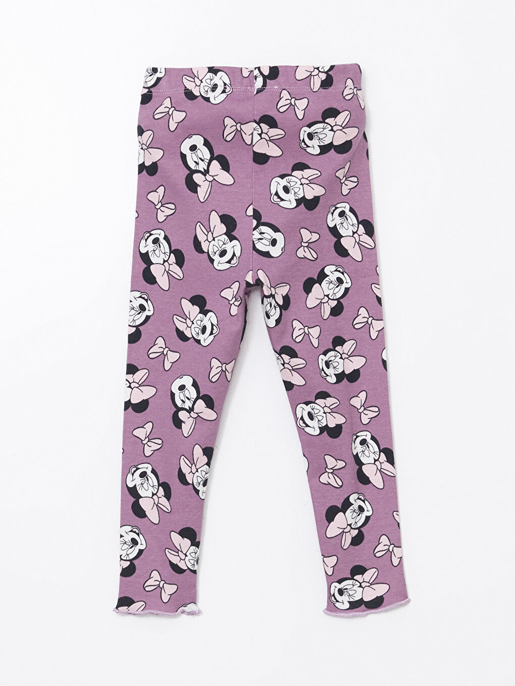 Lila Beli Lastikli Minnie Mouse Baskılı Kız Bebek Tayt-1