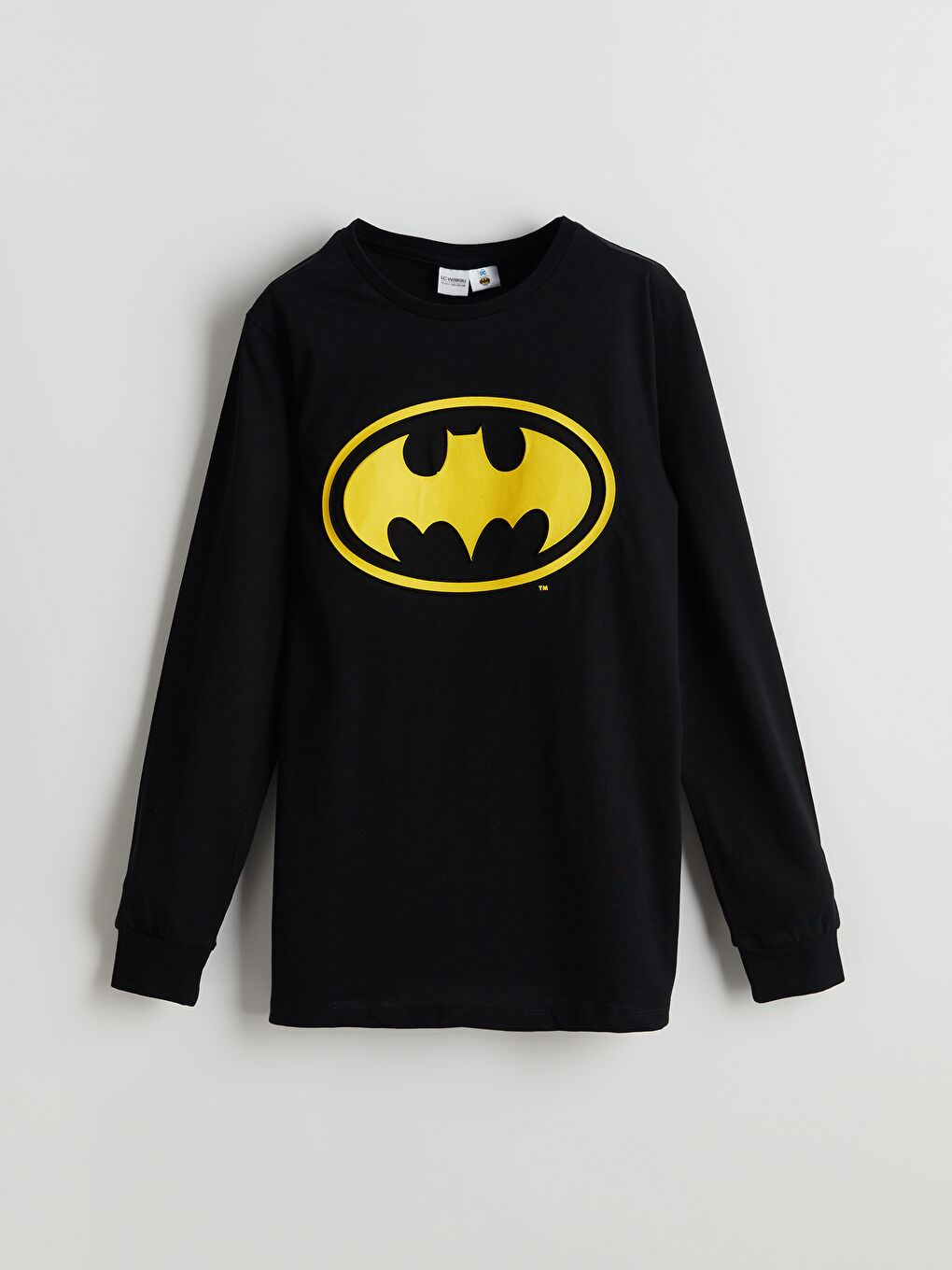 Siyah Bisiklet Yaka Batman Baskılı Erkek Çocuk Pijama Üst