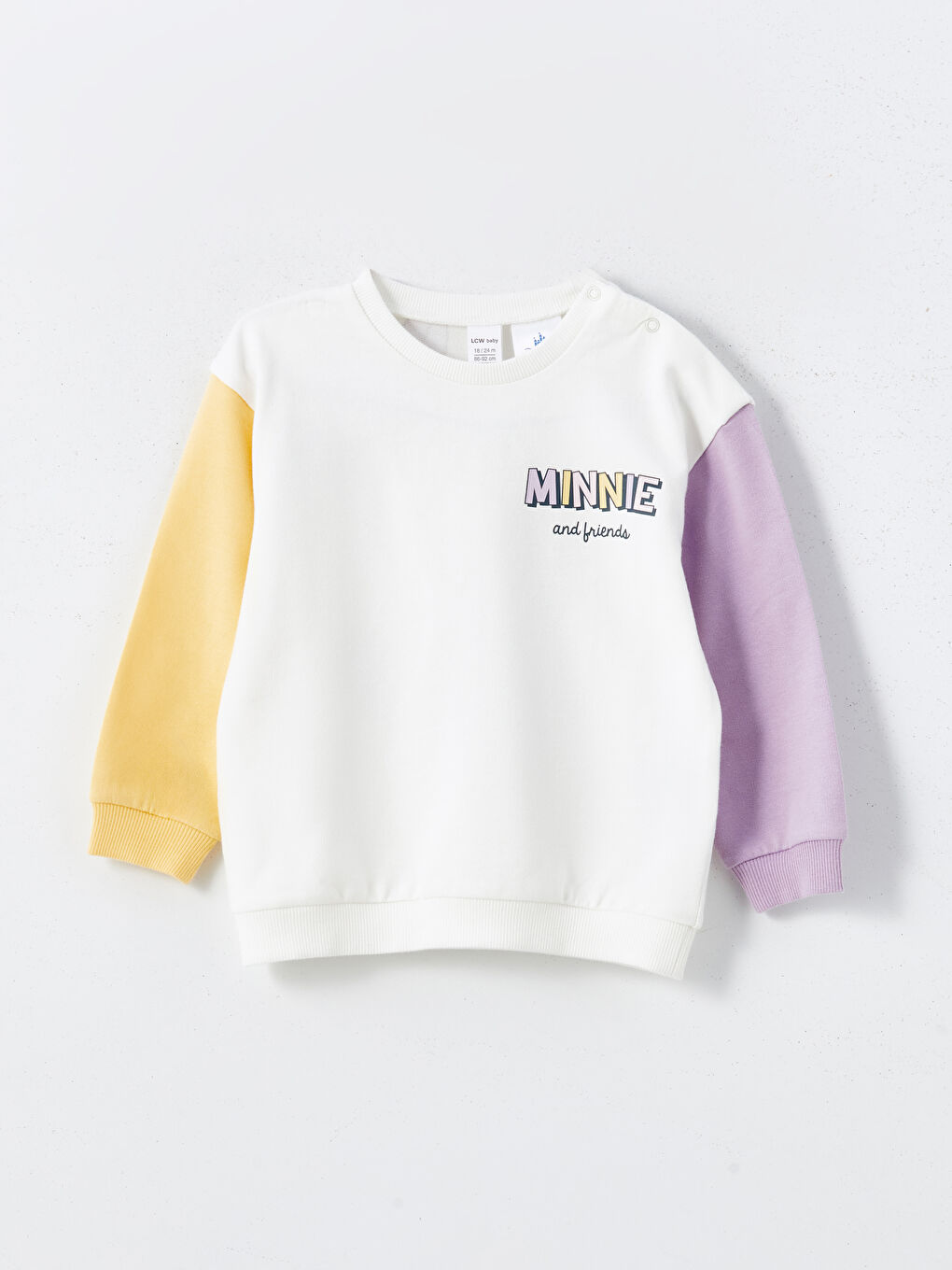 Bej Bisiklet Yaka Minnie Mouse Baskılı Kız Bebek Sweatshirt