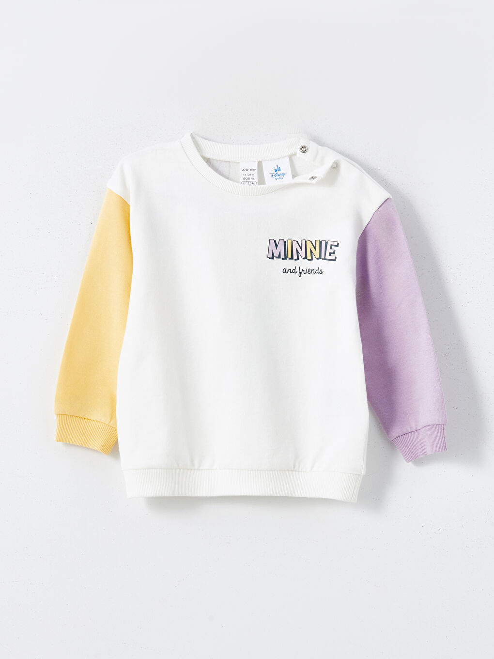 Bej Bisiklet Yaka Minnie Mouse Baskılı Kız Bebek Sweatshirt-1