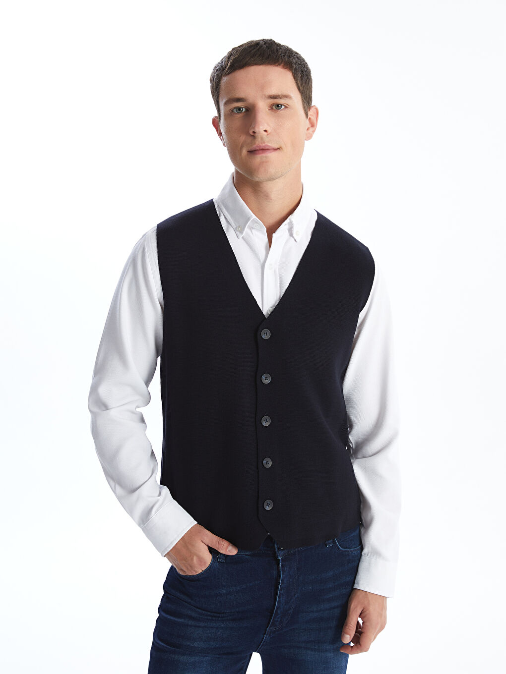 LCWAIKIKI Classic Regular Fit V Neck Men's Knitwear Waistcoat -S54824Z8-RFH