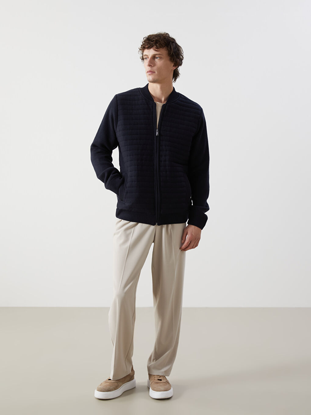Cardigan en Tricot à Col Université pour Hommes Ajustement Standard-1