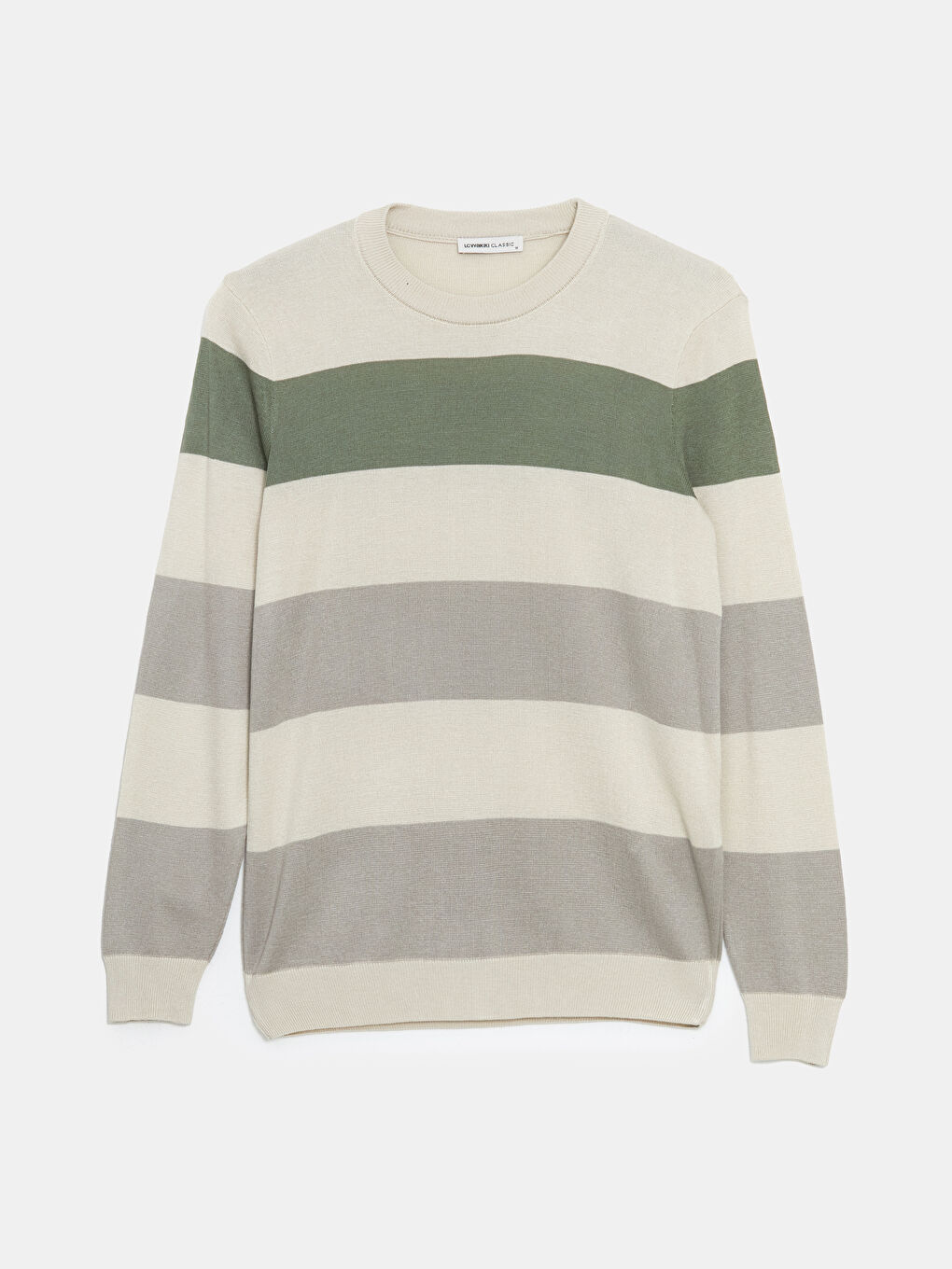 Crew Neck Long Sleeve Striped Men's Knitwear Sweater -S54829Z8-YPS