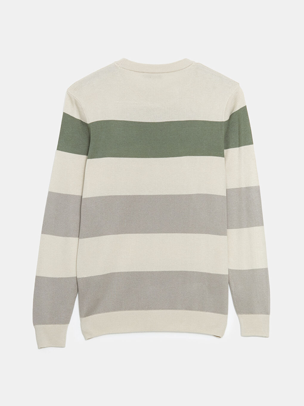 Crew Neck Long Sleeve Striped Men's Knitwear Sweater -S54829Z8-YPS