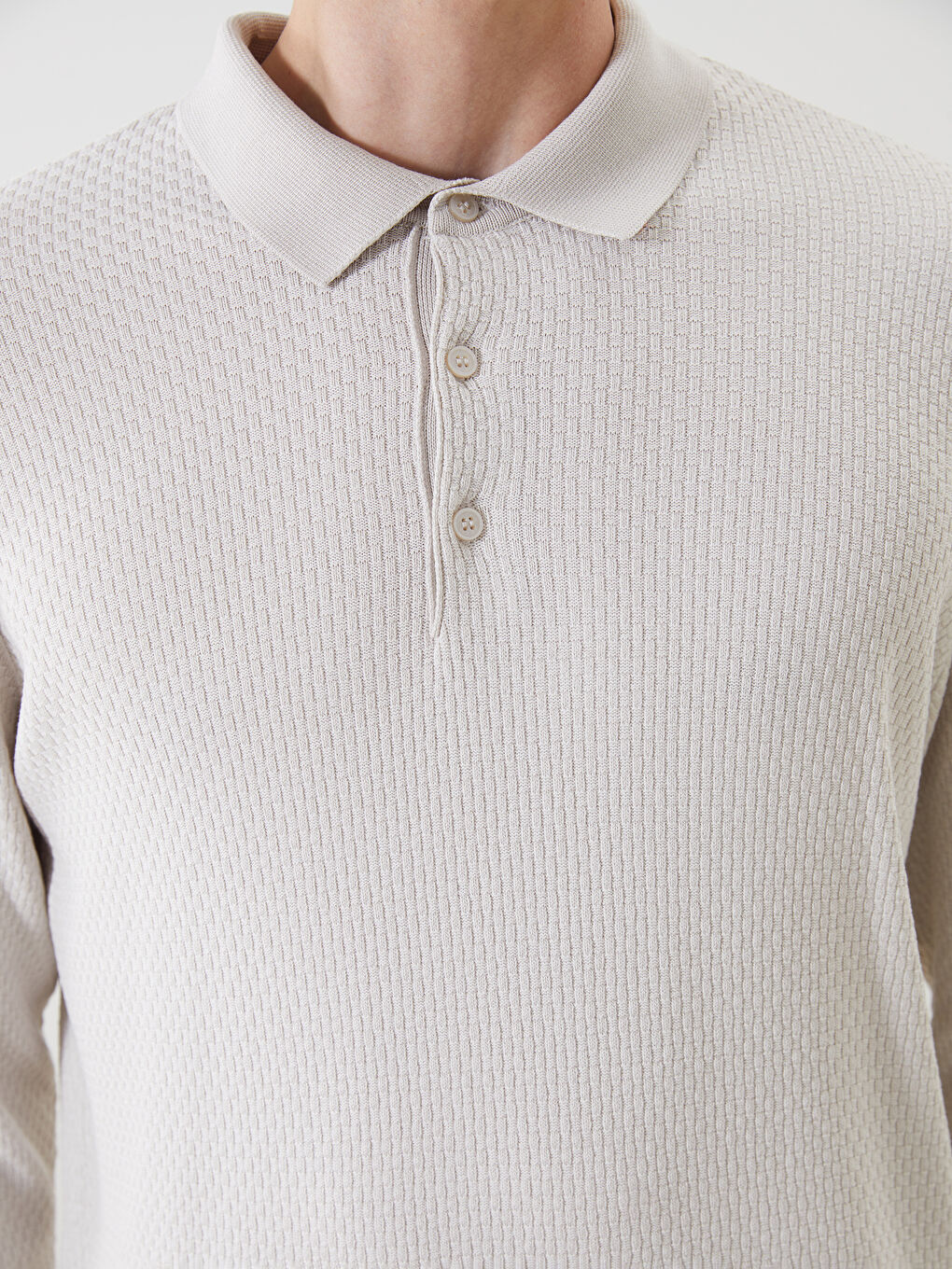 Polo Neck Long Sleeve Men's Tricot Sweater -S54831Z8-VZD
