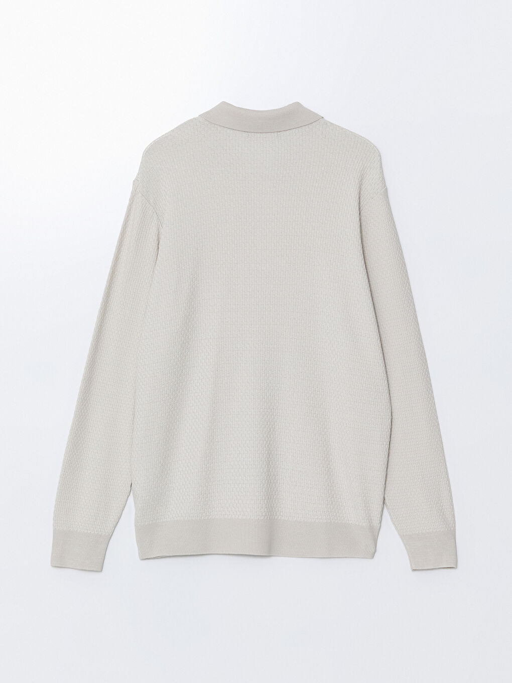 Polo Neck Long Sleeve Men's Tricot Sweater -S54831Z8-VZD