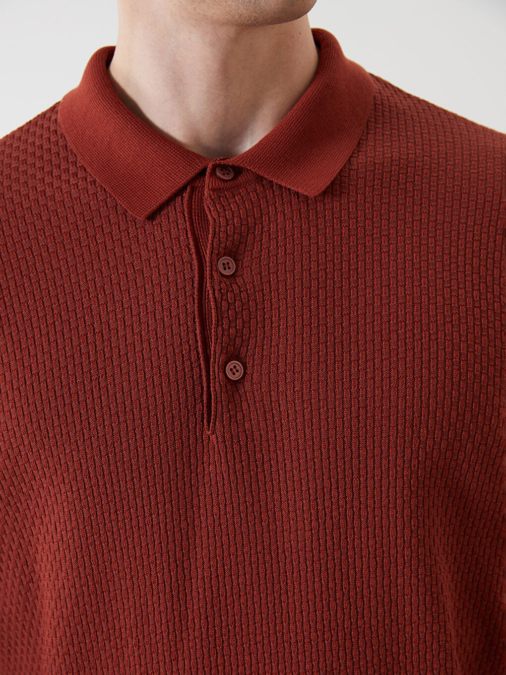 Polo Neck Long Sleeve Men's Tricot Sweater -S54831Z8-YA9