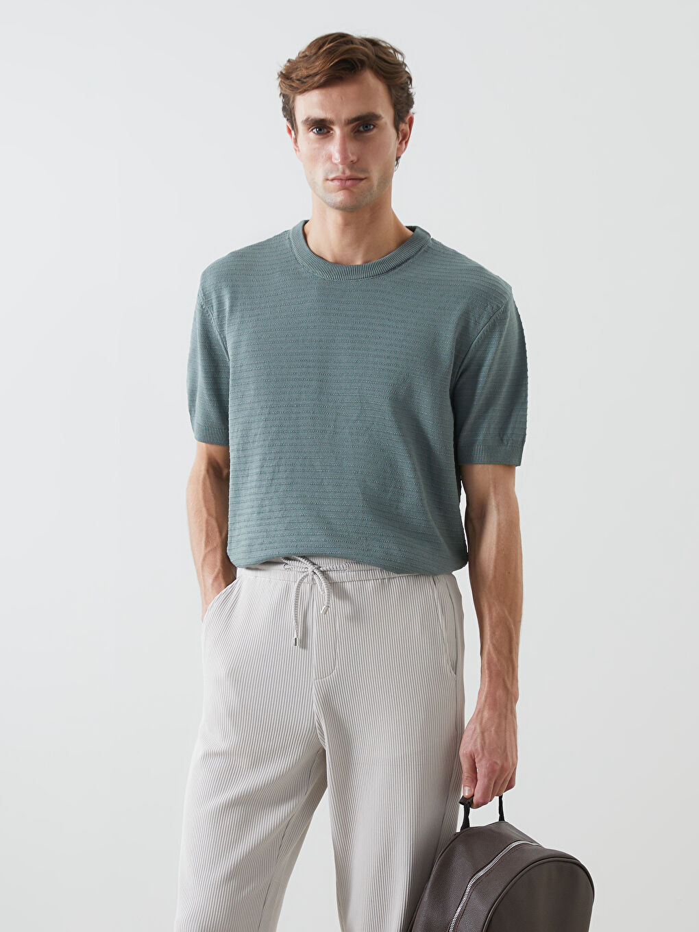 Crew Neck Short Sleeve Men's Knitwear Sweater -S54832Z8-VYL
