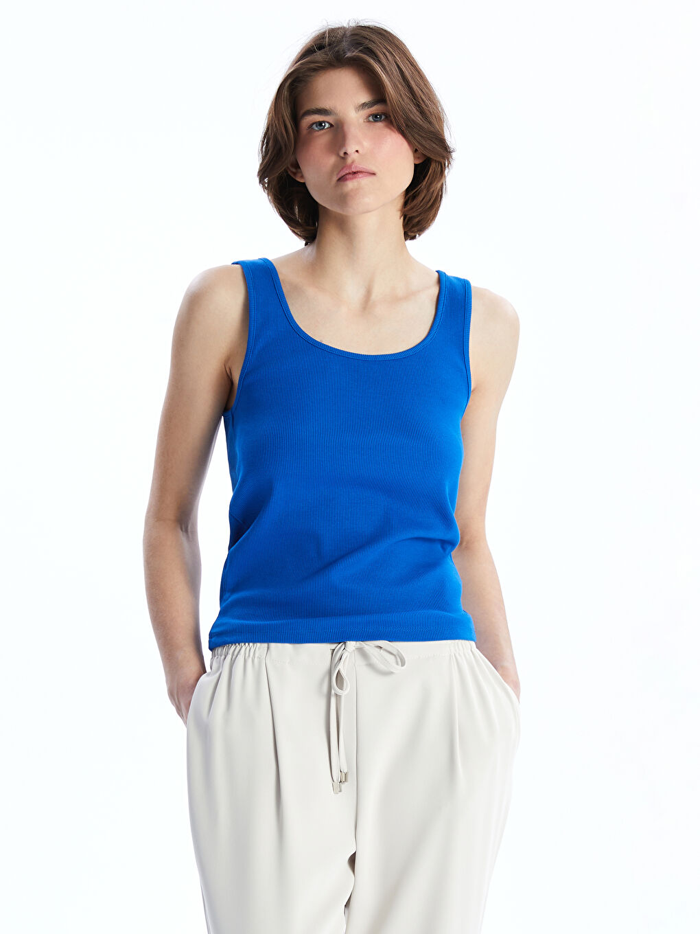LCW Vision U Neck Textured Women's Tank Top -S54839Z8-HGU