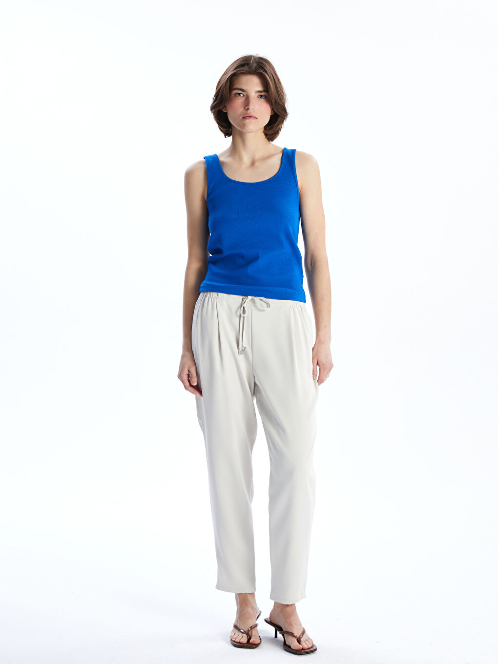 LCW Vision U Neck Textured Women's Tank Top -S54839Z8-HGU