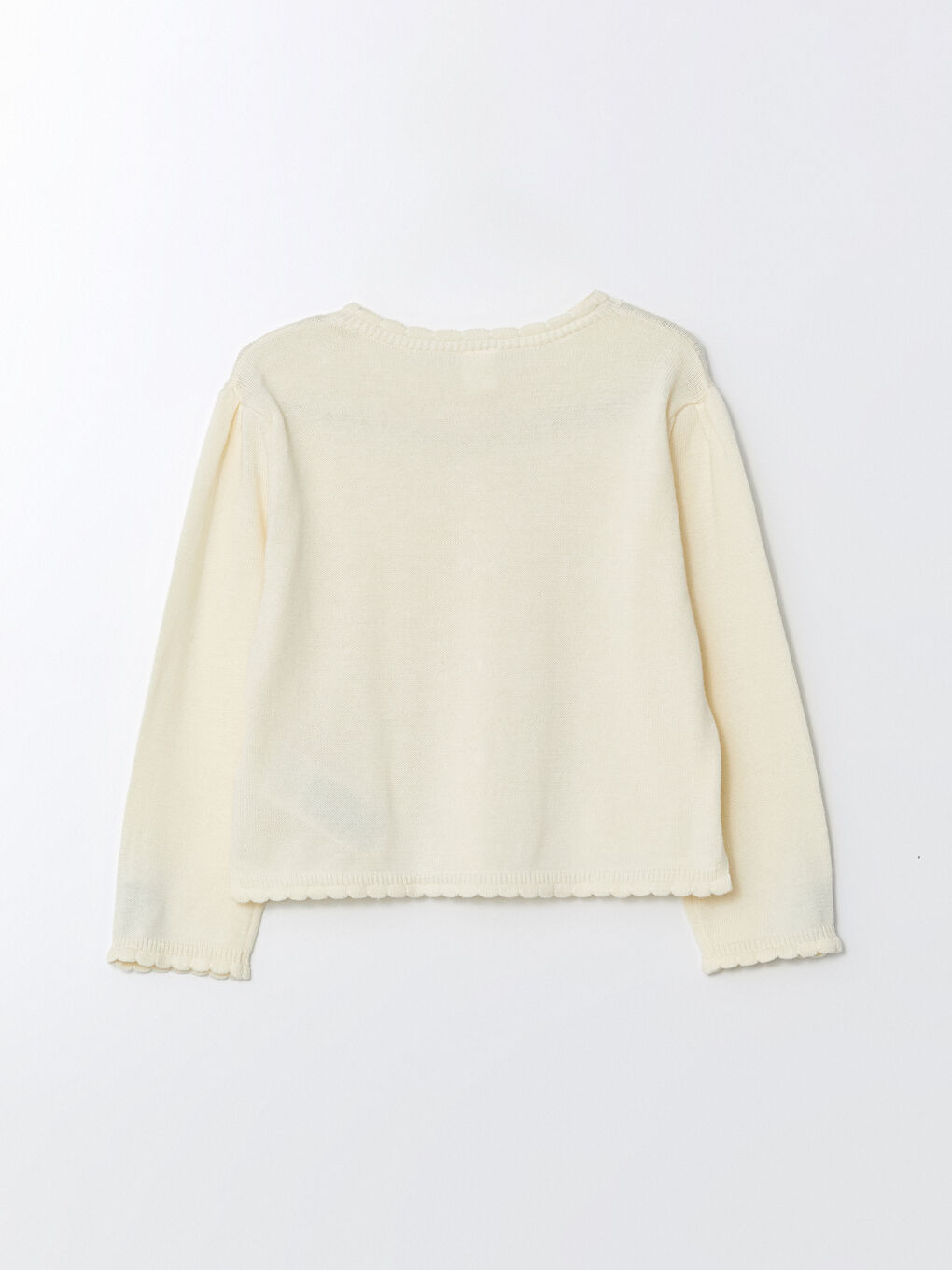 Crew Neck Ruffled Girl'S Cardigan -S54872Z1-FDL