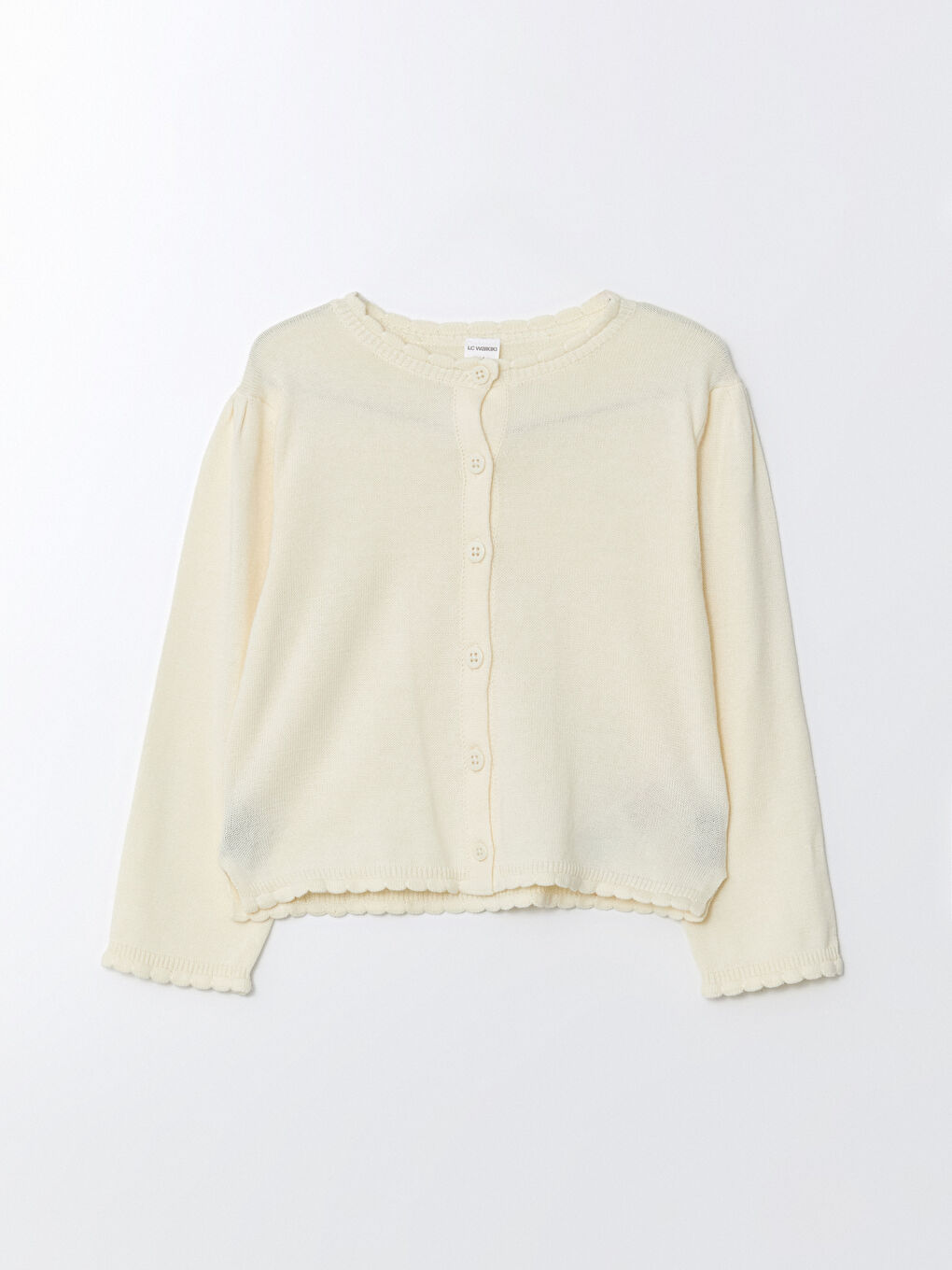 Crew Neck Ruffled Girl'S Cardigan -S54872Z1-FDL