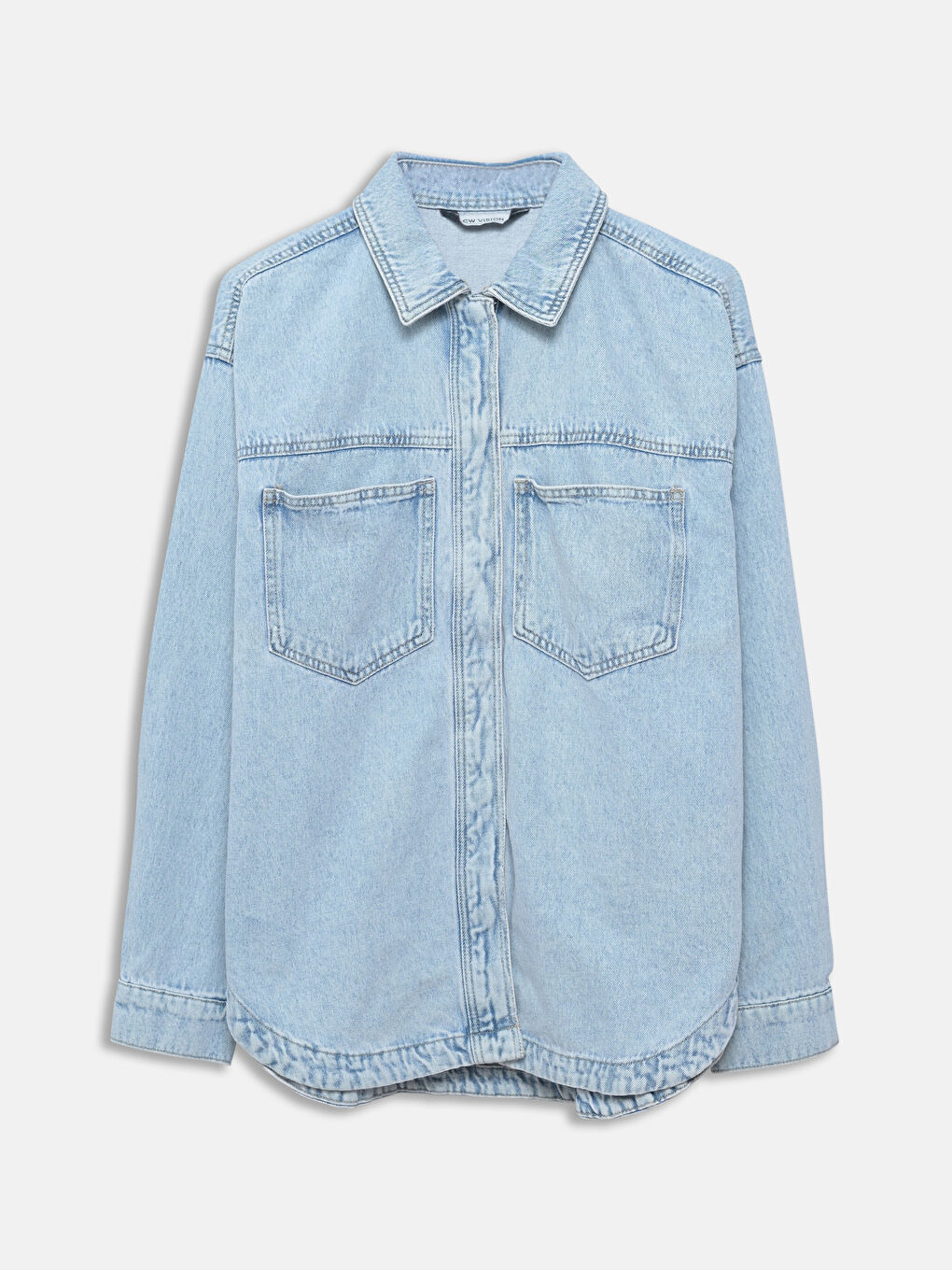 Plain Long Sleeve Women's Denim Shirt -S54875Z8-311